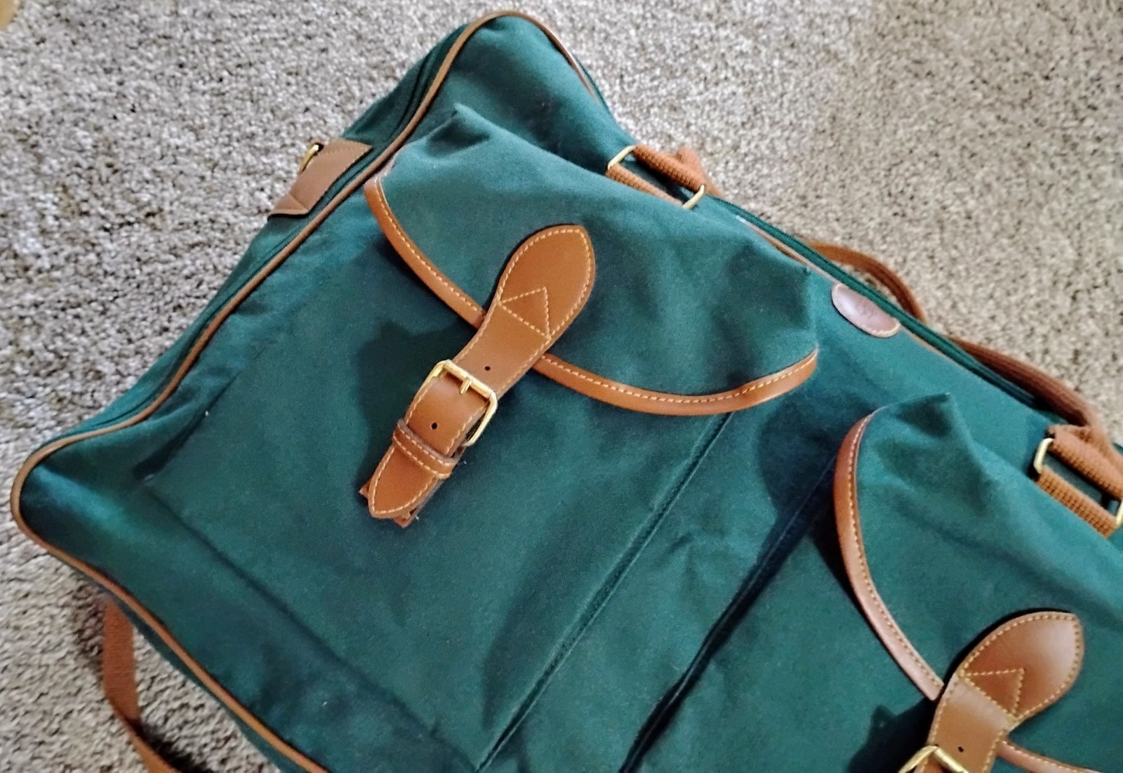 Vintage Ralph Lauren Polo Green Canvas Luggage Duffle Tote Carry On Bags