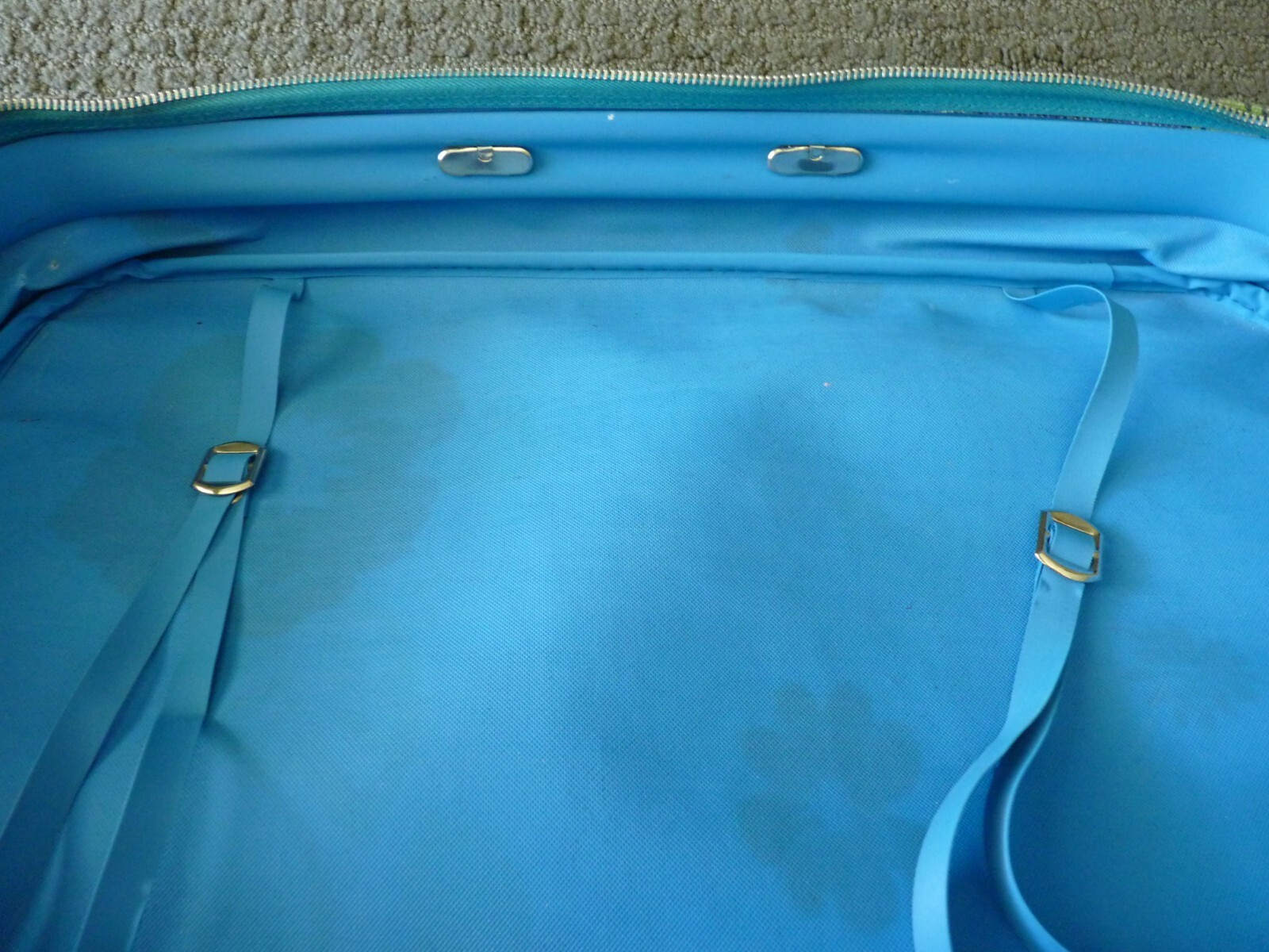 Vtg Peter’s Bags Flower Power Floral Suitcase Luggage Canvas Carry On Turquoise