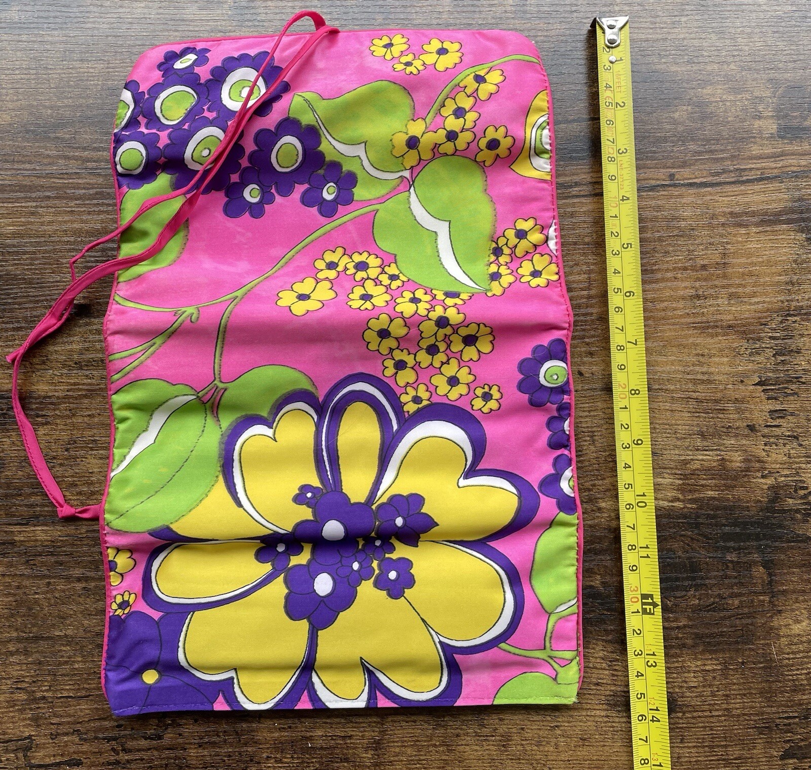 Vintage Flower Power Toiletries Roll Up Bag Retro Travel Case