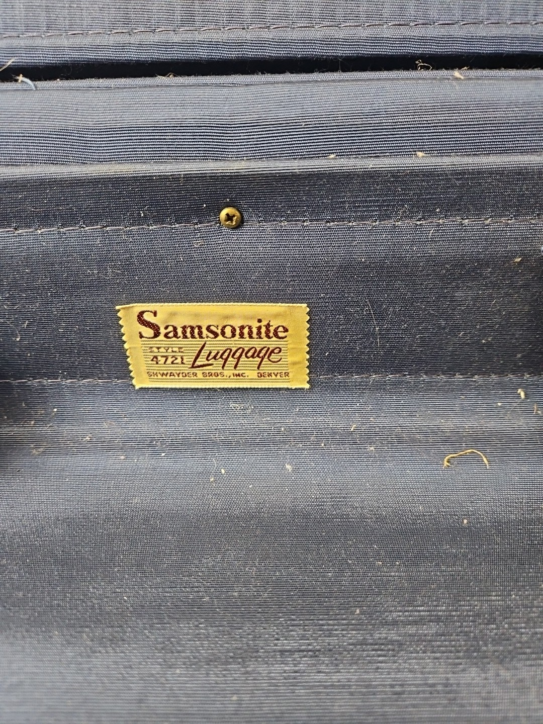 Vintage Samsonite Shwayder 4721 Navy Blue Suitcase Hard Side WB STICKERS