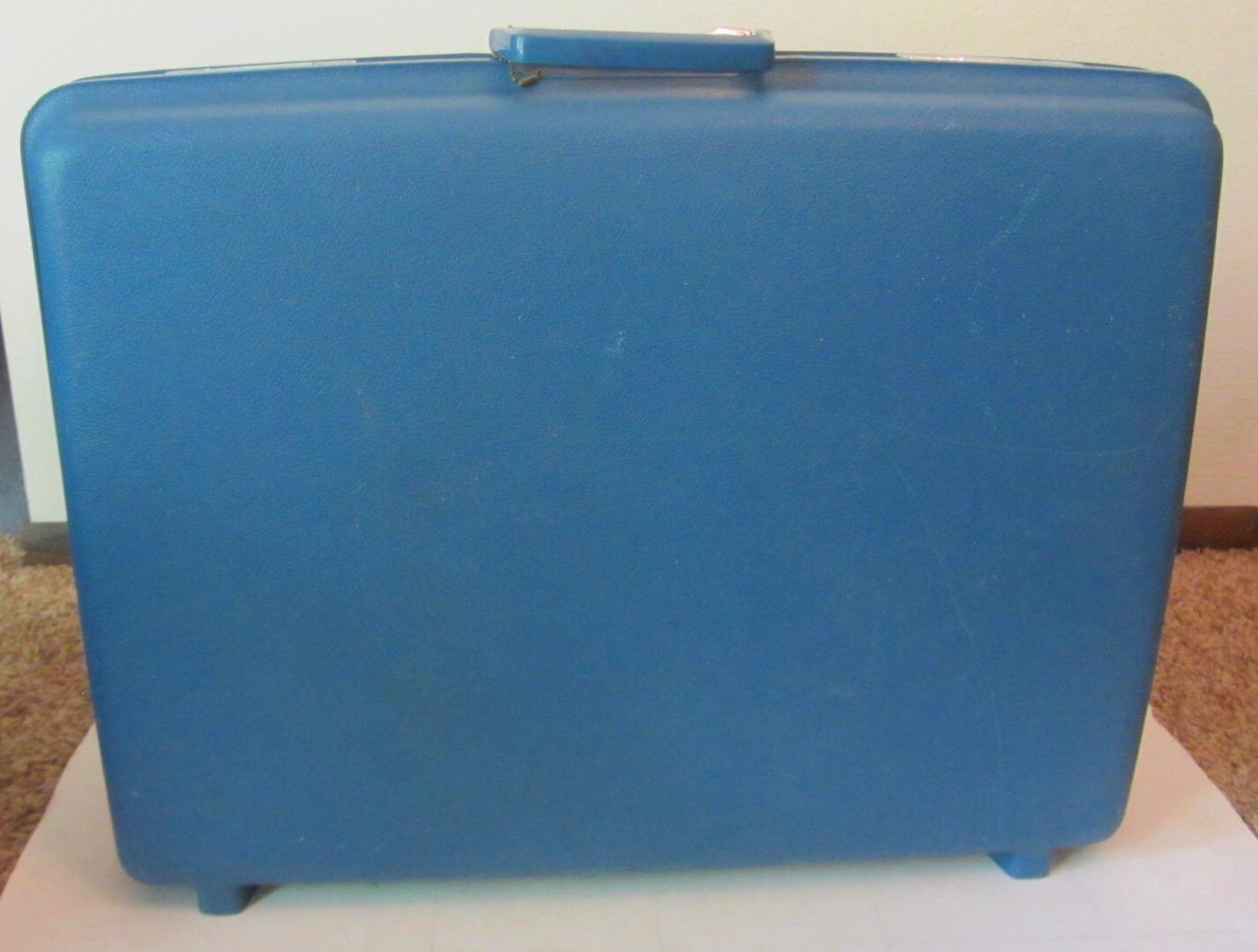 Vtg SAMSONITE SATURN Large Hard Shell Suitcase BLUE Luggage 24 x 18 x 7 Divided