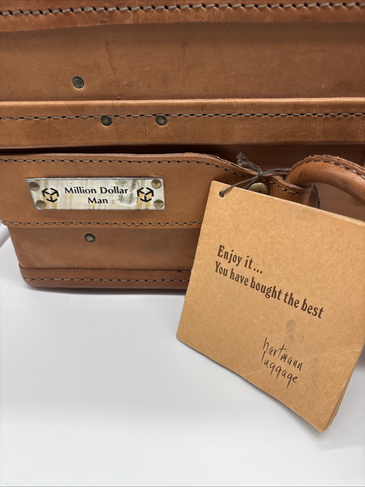 Vtg Hartmann Luggage 747 Belted Brown Leather Lined 18x11x7 Original Tags
