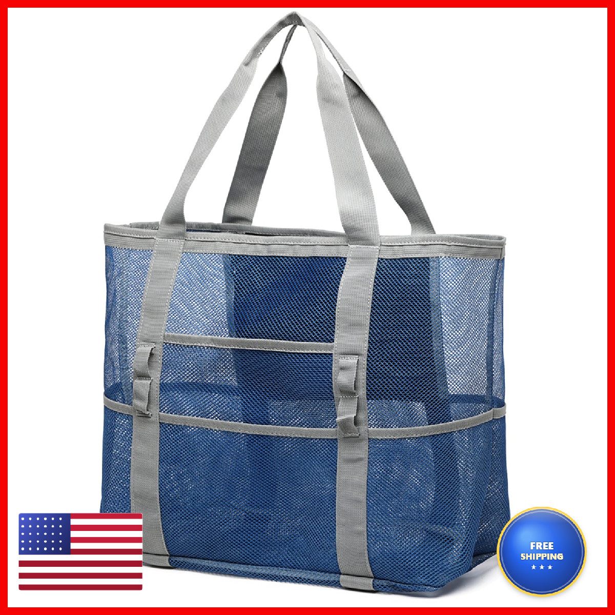 F-Color Mesh Bag – Toys Tote Bag 9 Pockets For Swim Pool Cruise