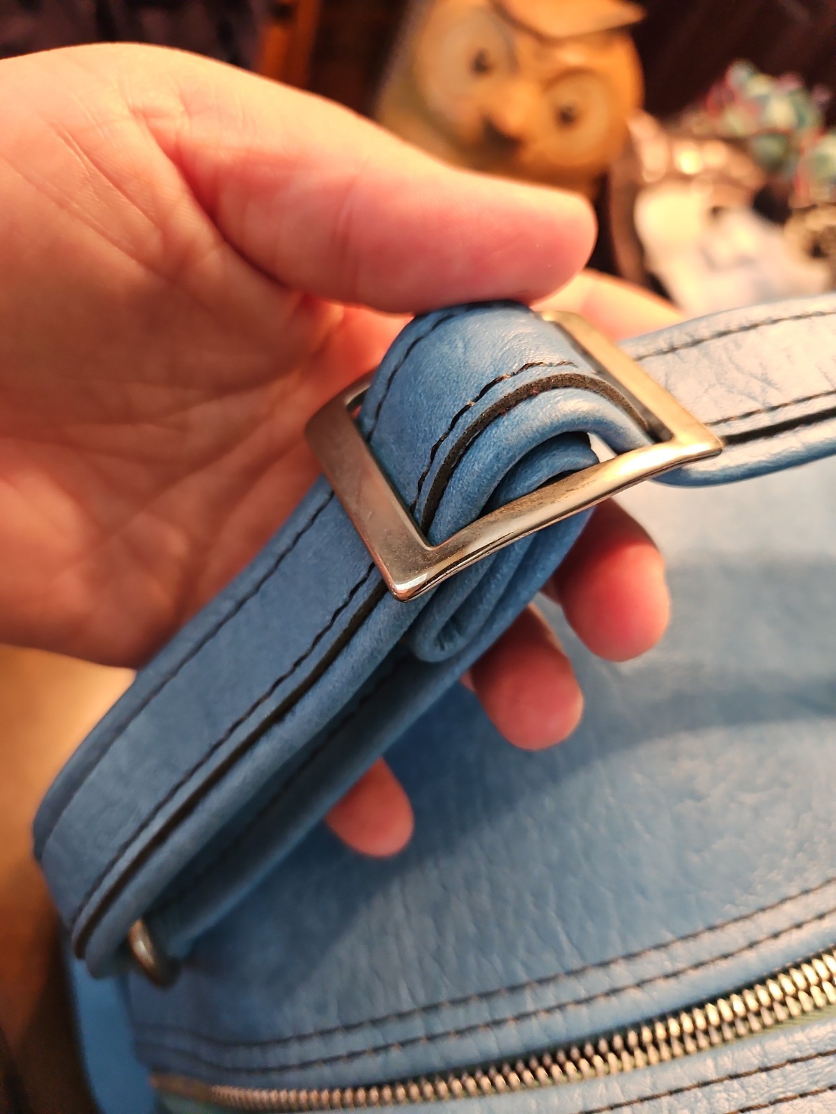 Vintage Airway Industries Blue Leather Shoulder Carry On Bags w/ Shoulder Strap