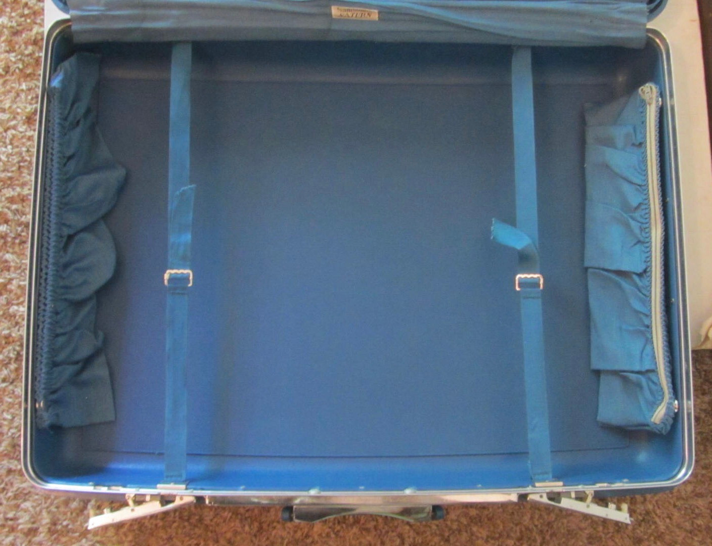 Vtg SAMSONITE SATURN Large Hard Shell Suitcase BLUE Luggage 24 x 18 x 7 Divided