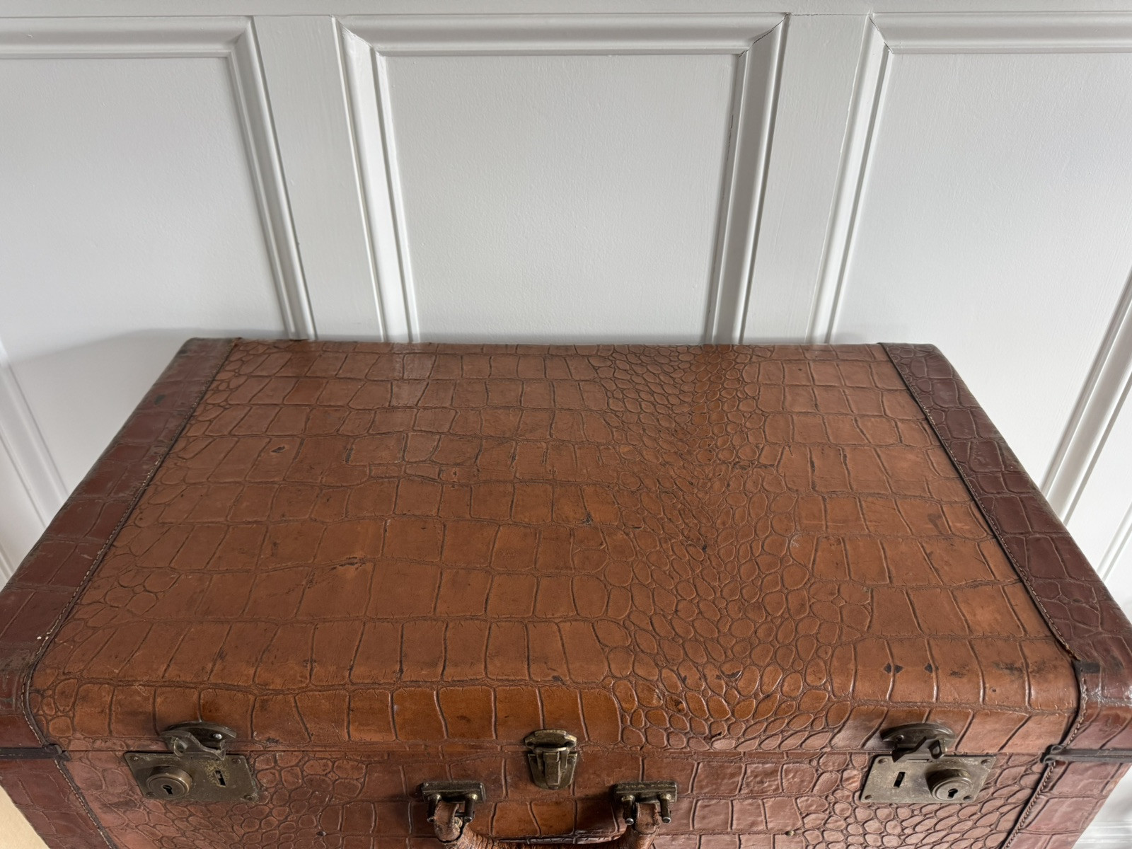 VTG Top Grain Cowhide Suitcase Crocodile Pattern ?