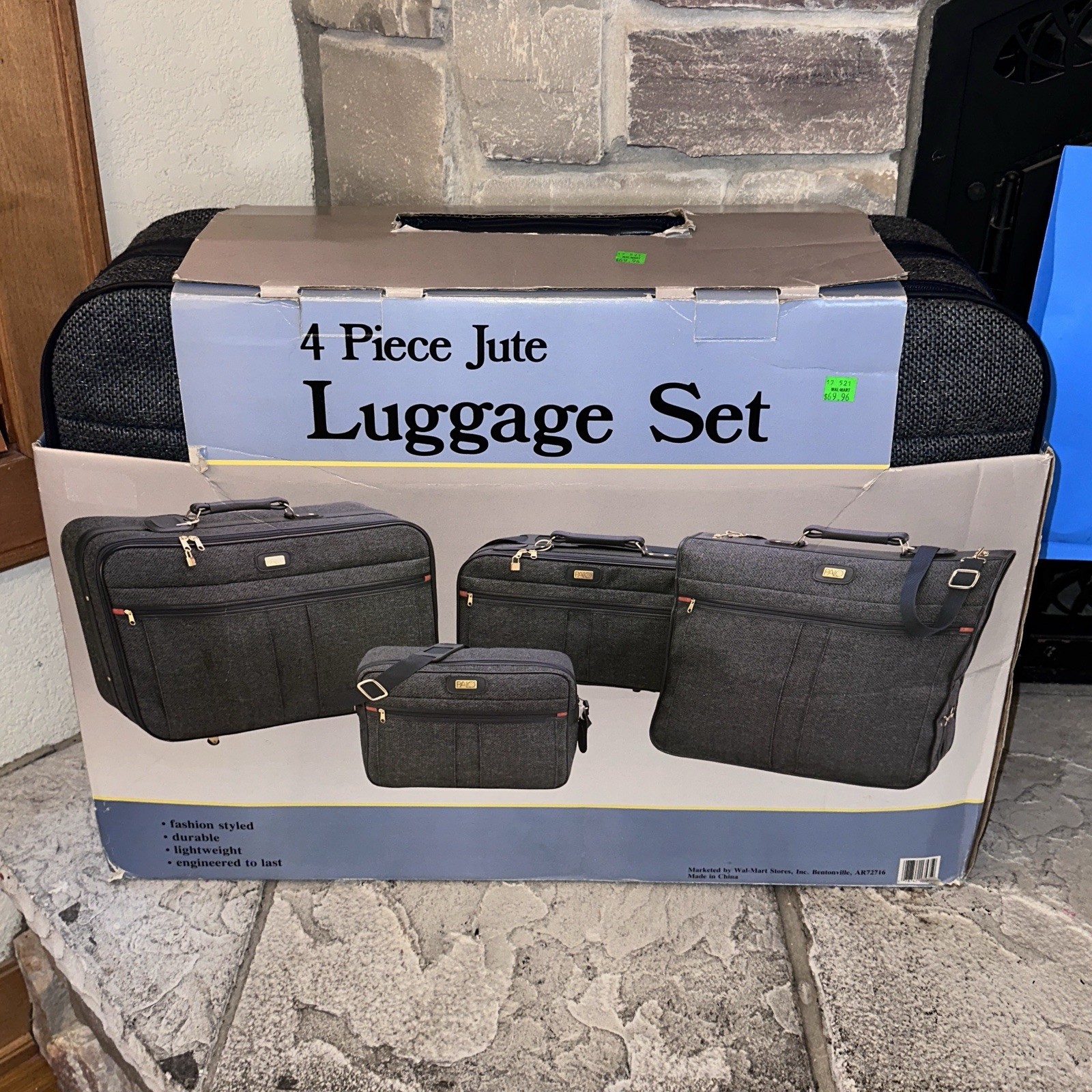 Set of 3 New Vintage Palo Jute Tweed Rolling Suitcase Luggage Carry-On Bag Lot