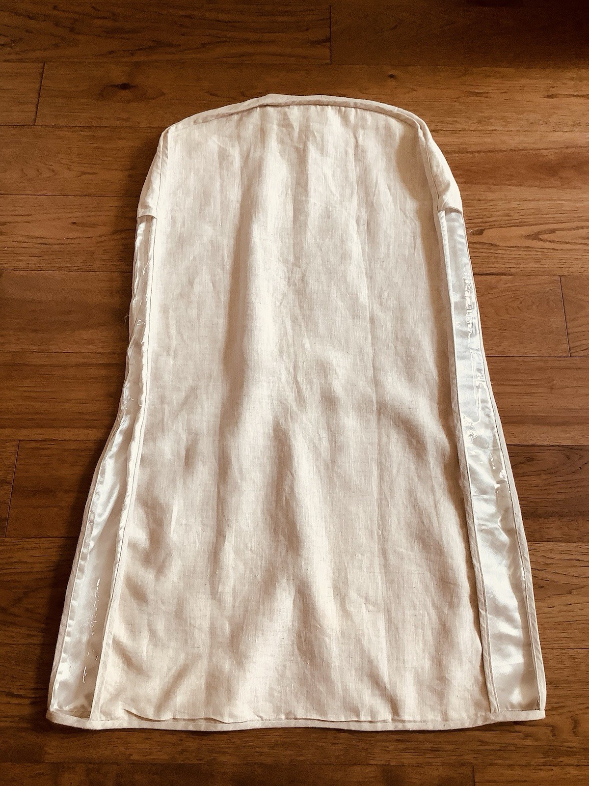 Vintage Linen Hanging Garment Bag Cream Lined Monogramed