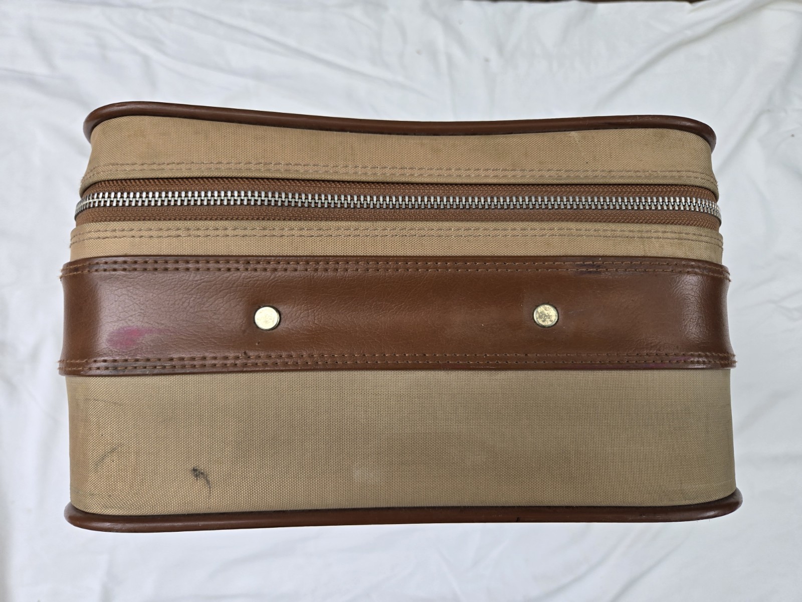 Vintage Samsonite Brown Tan Suitcase Luggage Soft-Sided Bag