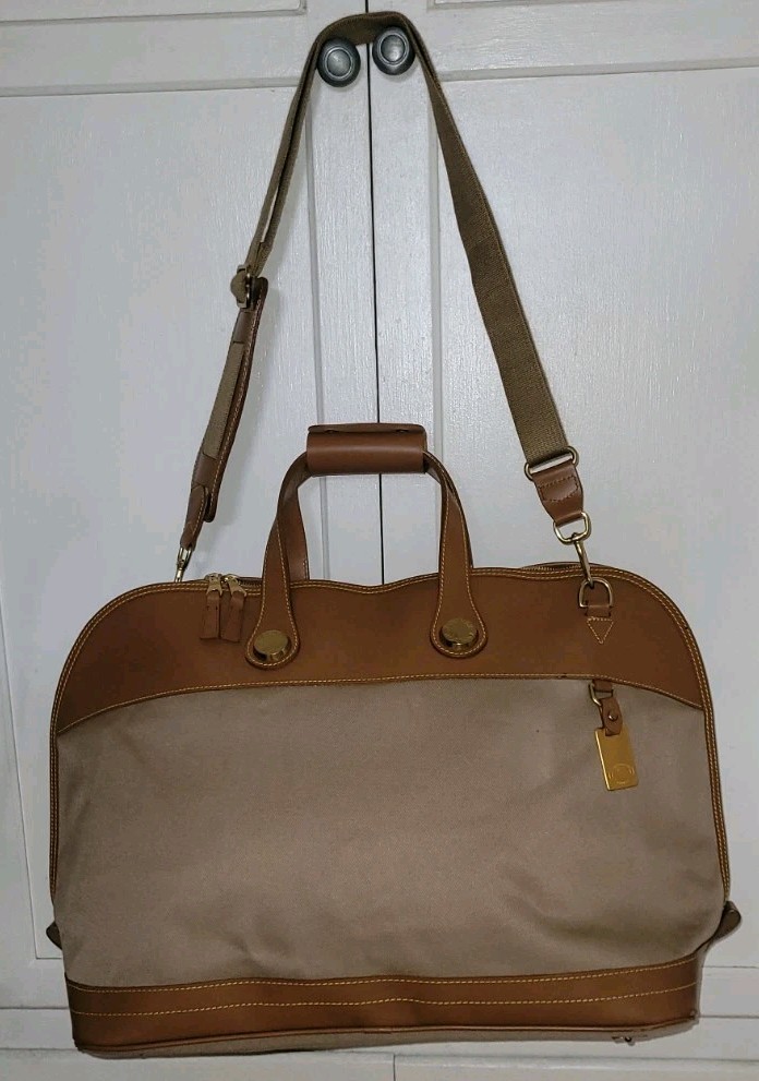 NWOT Vintage Dooney & Bourke Weekender Travel Luggage Canvas Large Bag Tan