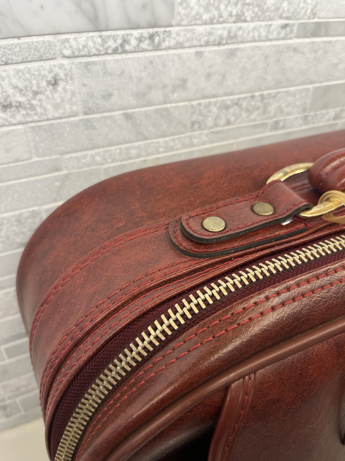 1970s YKK Soft Red Leather Handheld Suitcase – MSRP $300 – Read Description
