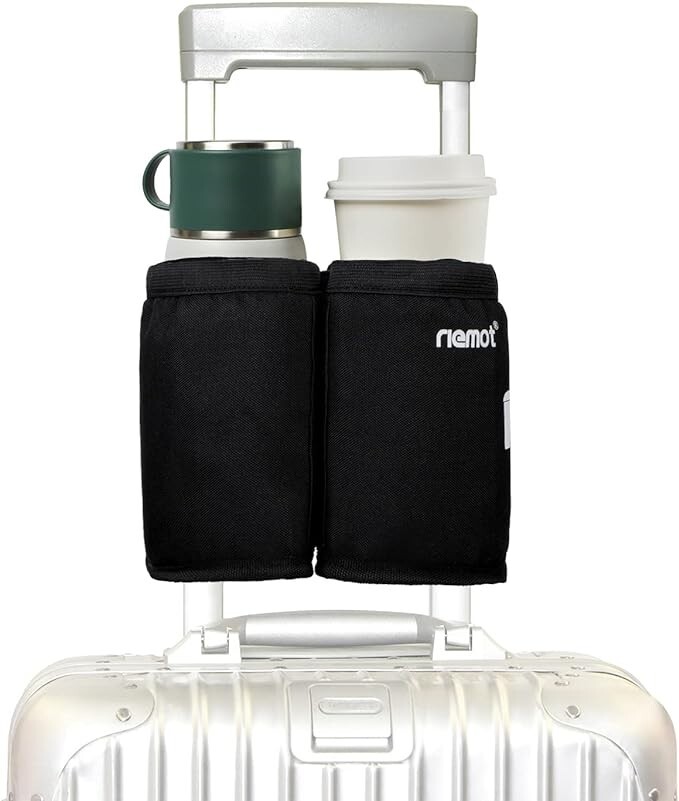 Luggage Travel Cup Holder Free Hand Drink Carrier – Hold Two Coffee Mugs