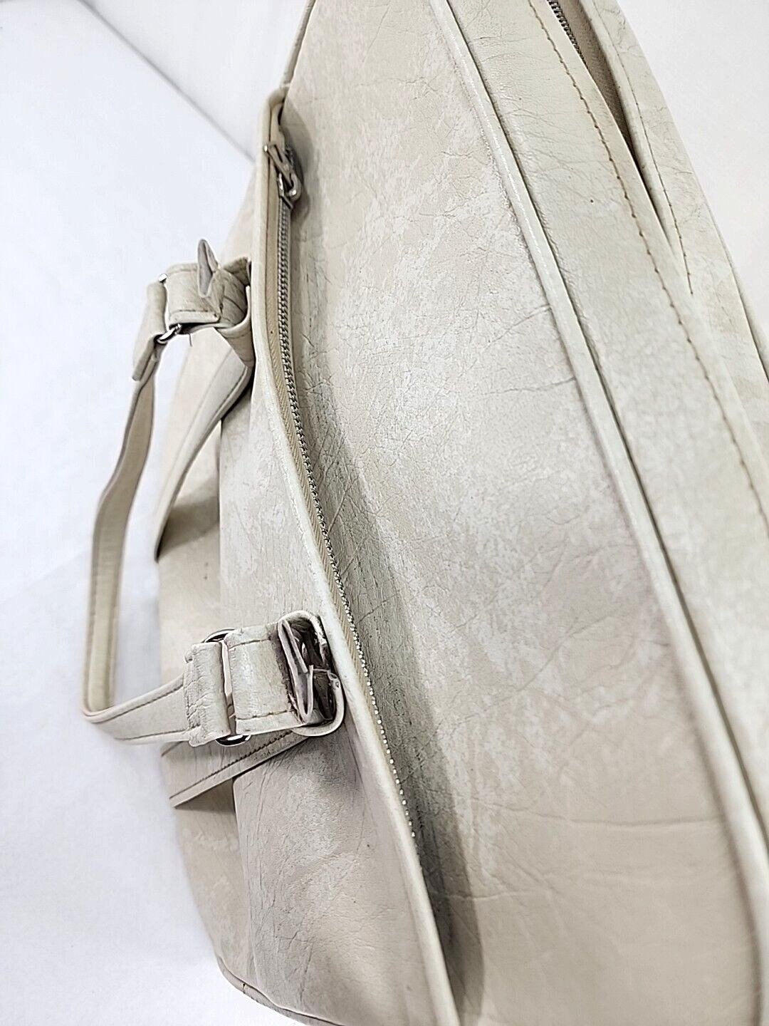 Vintage Samsonite Silhouette Luggage Shoulder Bag Tote Carry On Ivory With Key