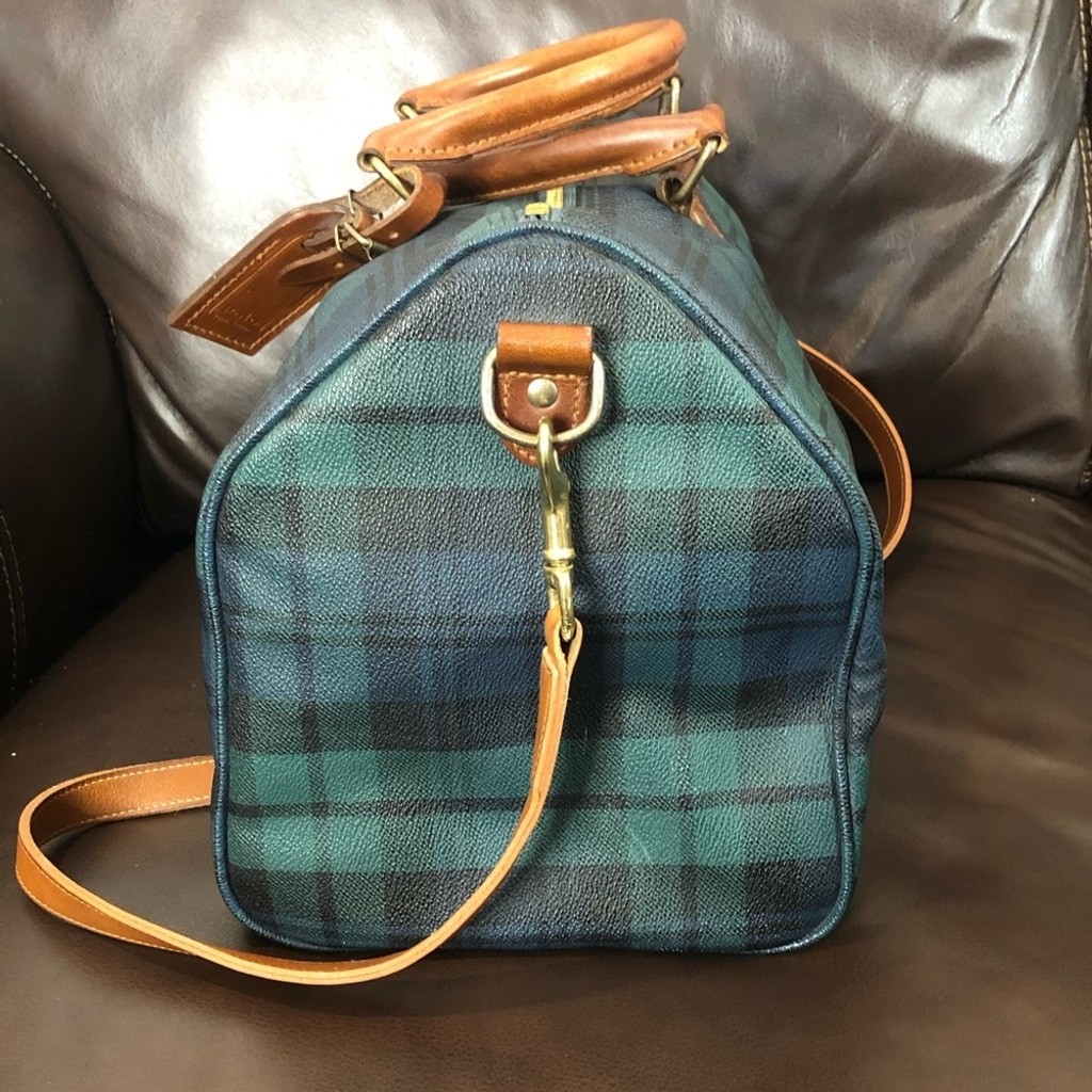 RALPH LAUREN Black Watch Plaid Boston Weekend Travel Duffle Doctors Bag 40cm
