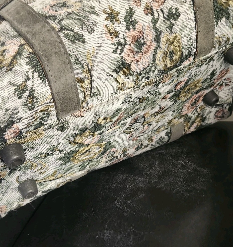 Pegasus Floral Tapestry Double Handled Suede Trim Handbag Carryon Tote Bag USA