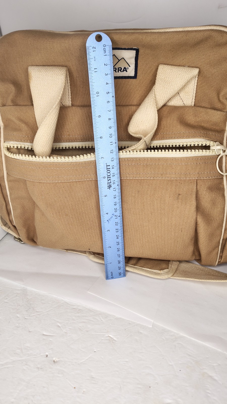 Vintage High Sierra Canvas Carry On Bag – Beige And White