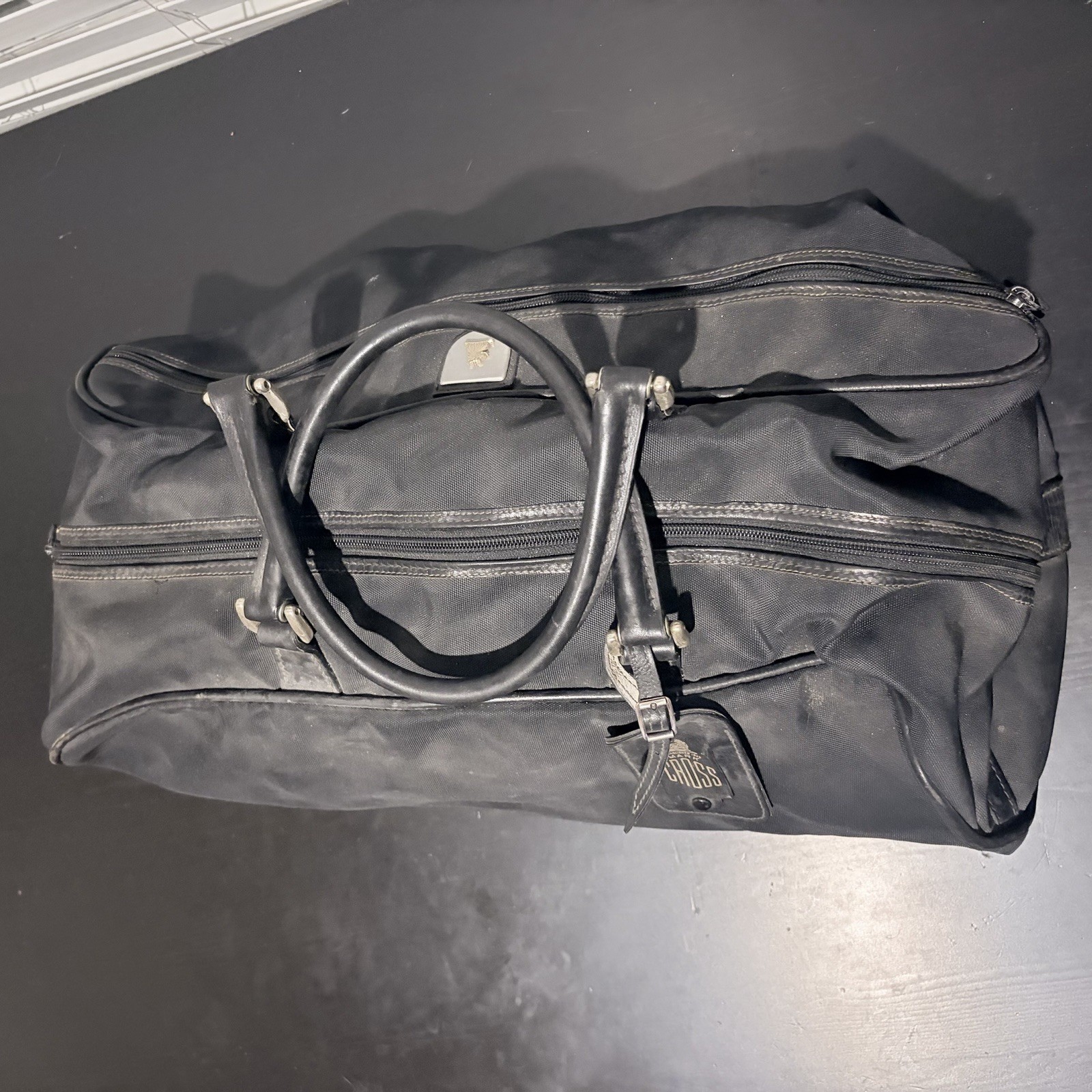 Vintage Mark Cross Canvas Leather Weekender Duffel Carry On Travel Bag