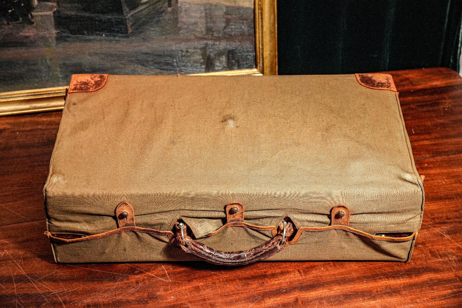 Stunning Luxury Antique Crocodile Leather Travel Luggage Suitcase