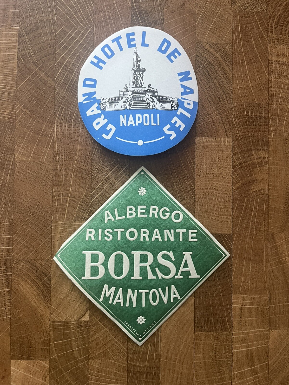 1950s Lot of Europe Luggage Hotel Tag Stickers, 6 Total (Group C)