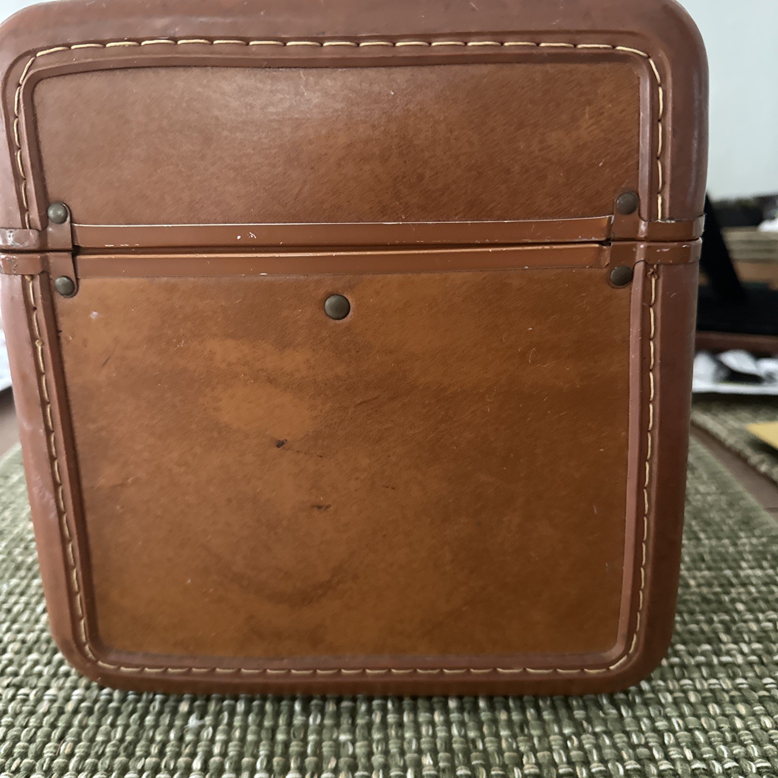 Vintage Samsonite Leather Luggage Train Case Railroad Bag Brown No Key