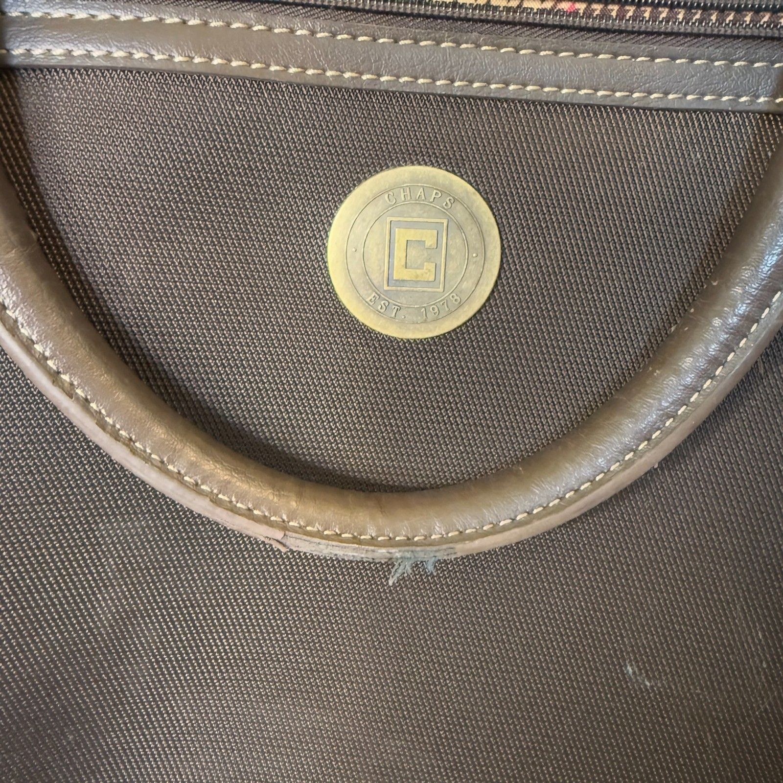 Ralph Lauren Chaps Brown Rolling Suitcase/Briefcase/Carry-On/Overnight
