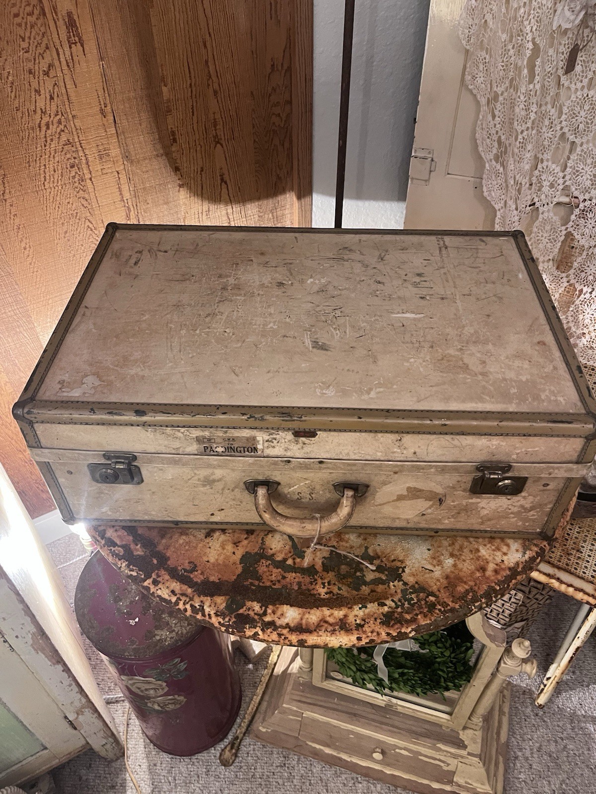 Rare Antique Vintage Hartmann Vellum Suitcase Luggage Travel Trunk Case Hard