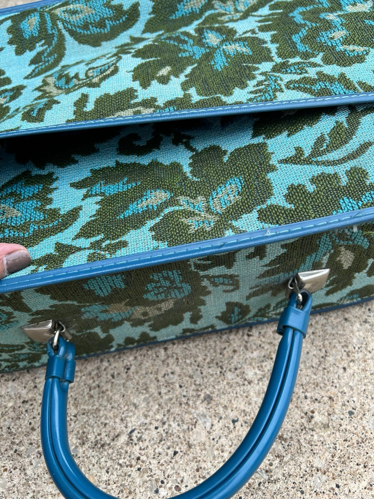 Vintage Pretty 70’s Avon Lady Sample Case Floral Tapestry Small Suitcase