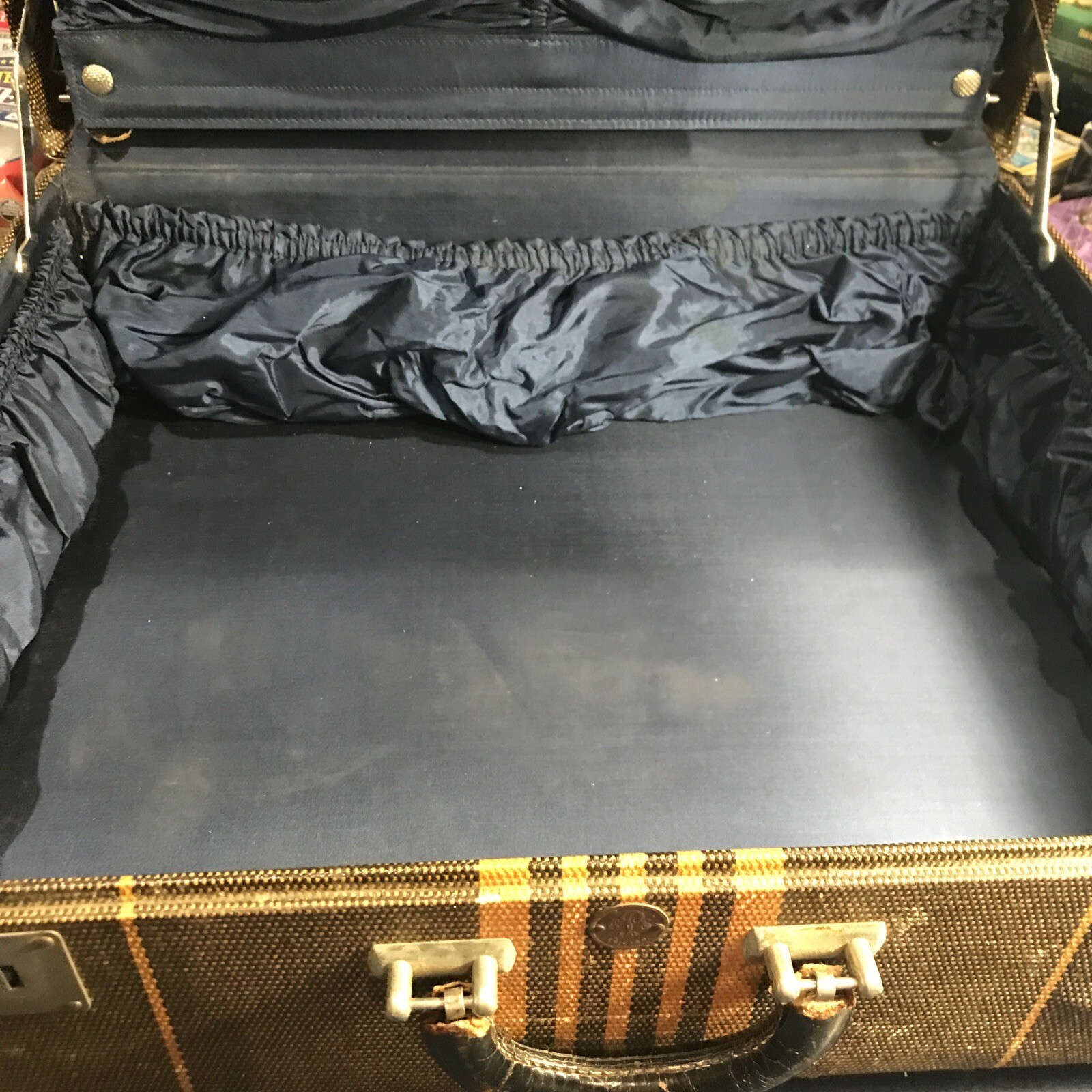 Vtg 1930s Tweed Suitcase Stripes Chicago SOLID Nice CPS Company Worn RARE L1