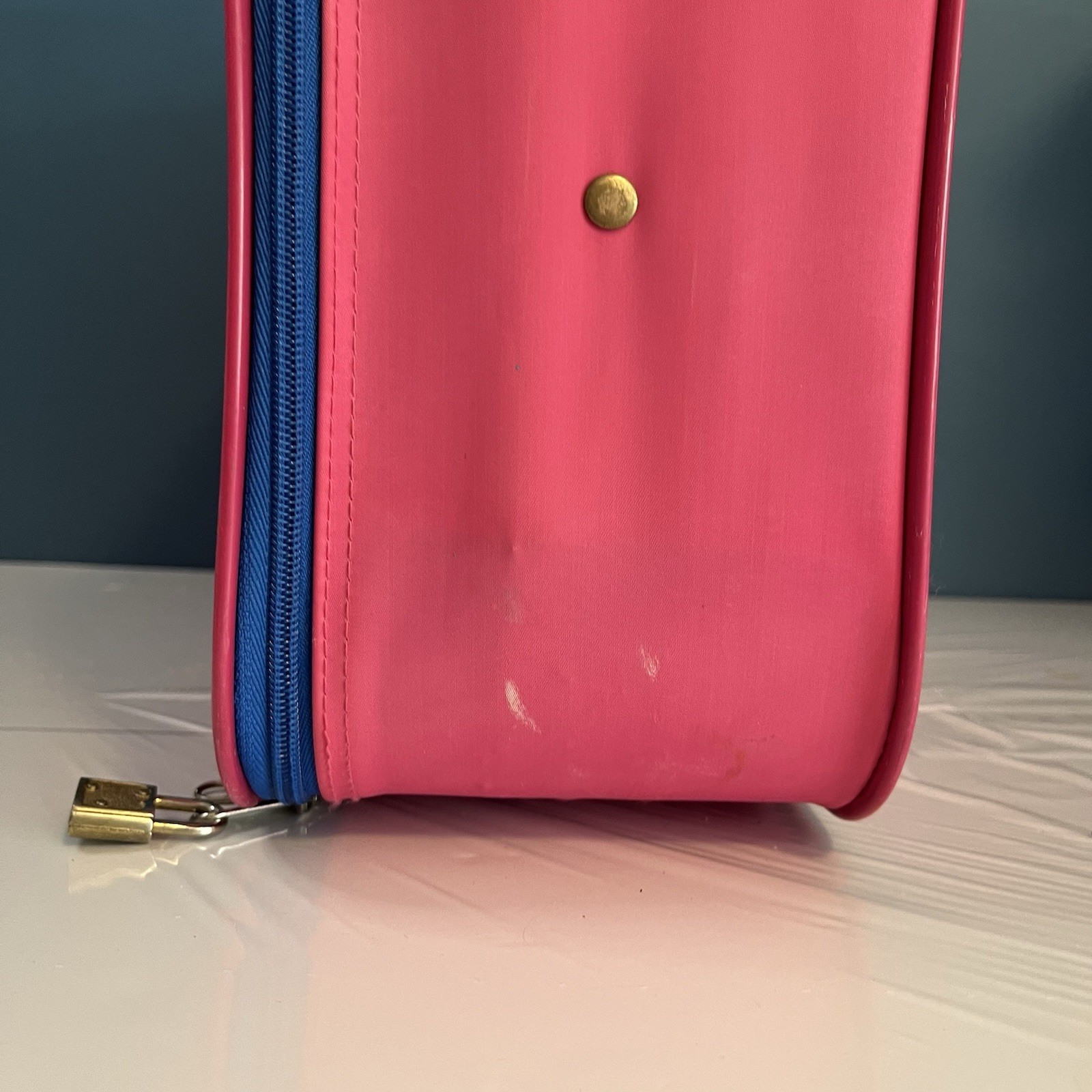Vintage Pink “Going to Grandmas” Kids Suitcase Mercury Luggage 16″x11″x5″