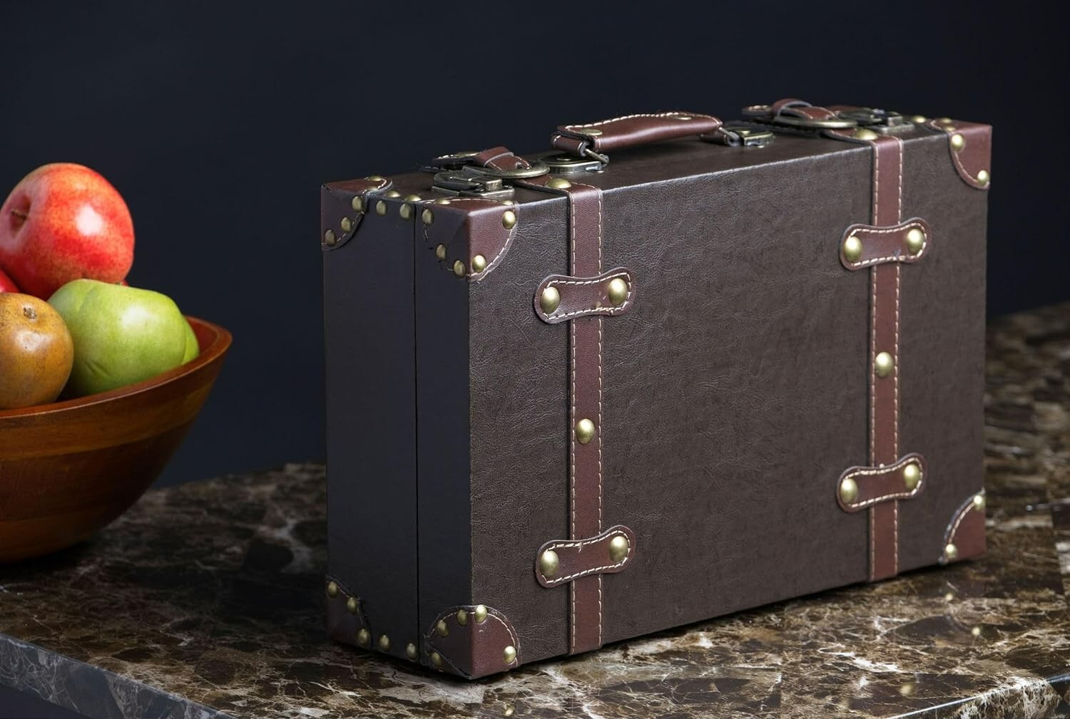 Vintage Suitcase Trunk Train Case Leather Suitcases Retro Antique Luggage Decor