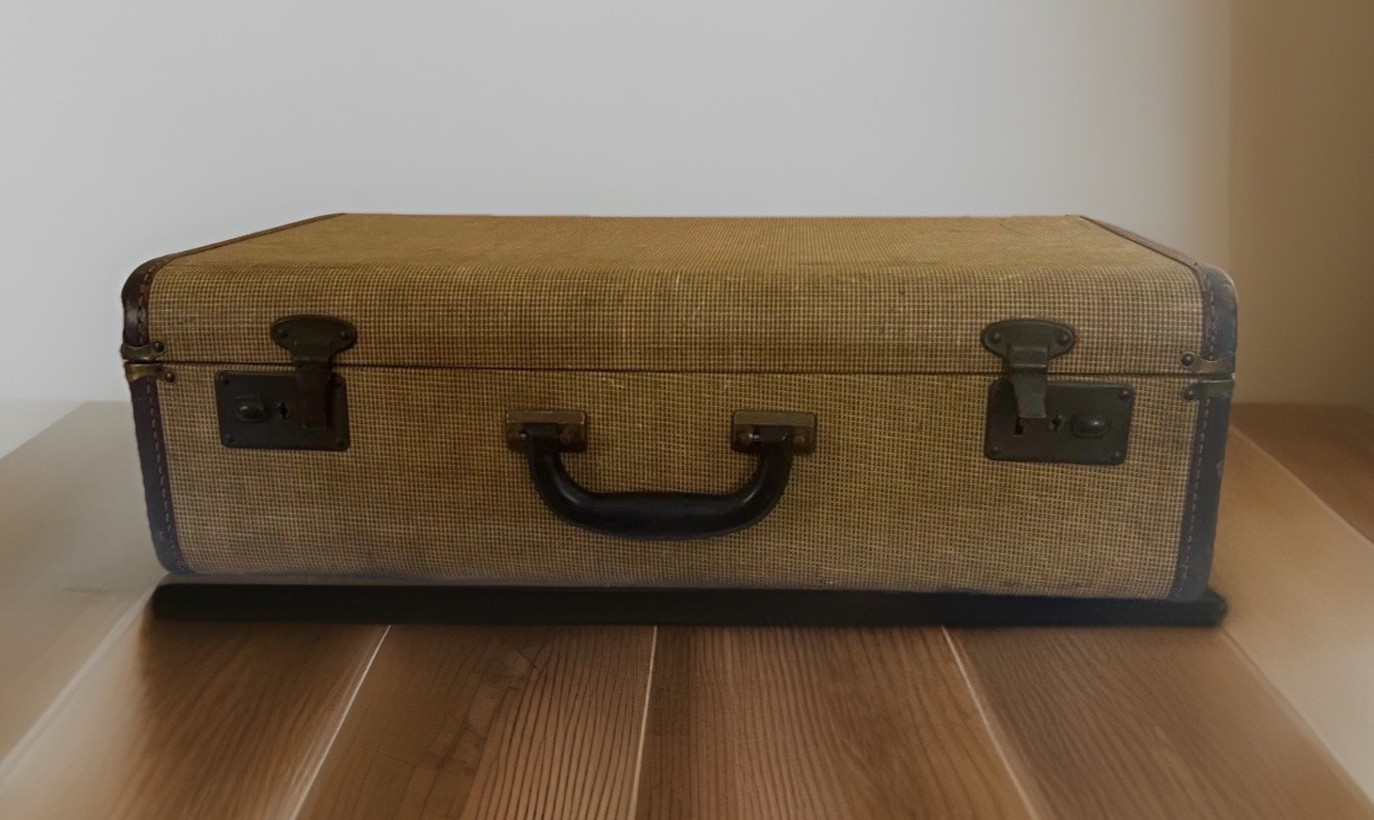 Vintage Retro Golden Mustard Yellow Luggage Suitcase wt. 2 keys