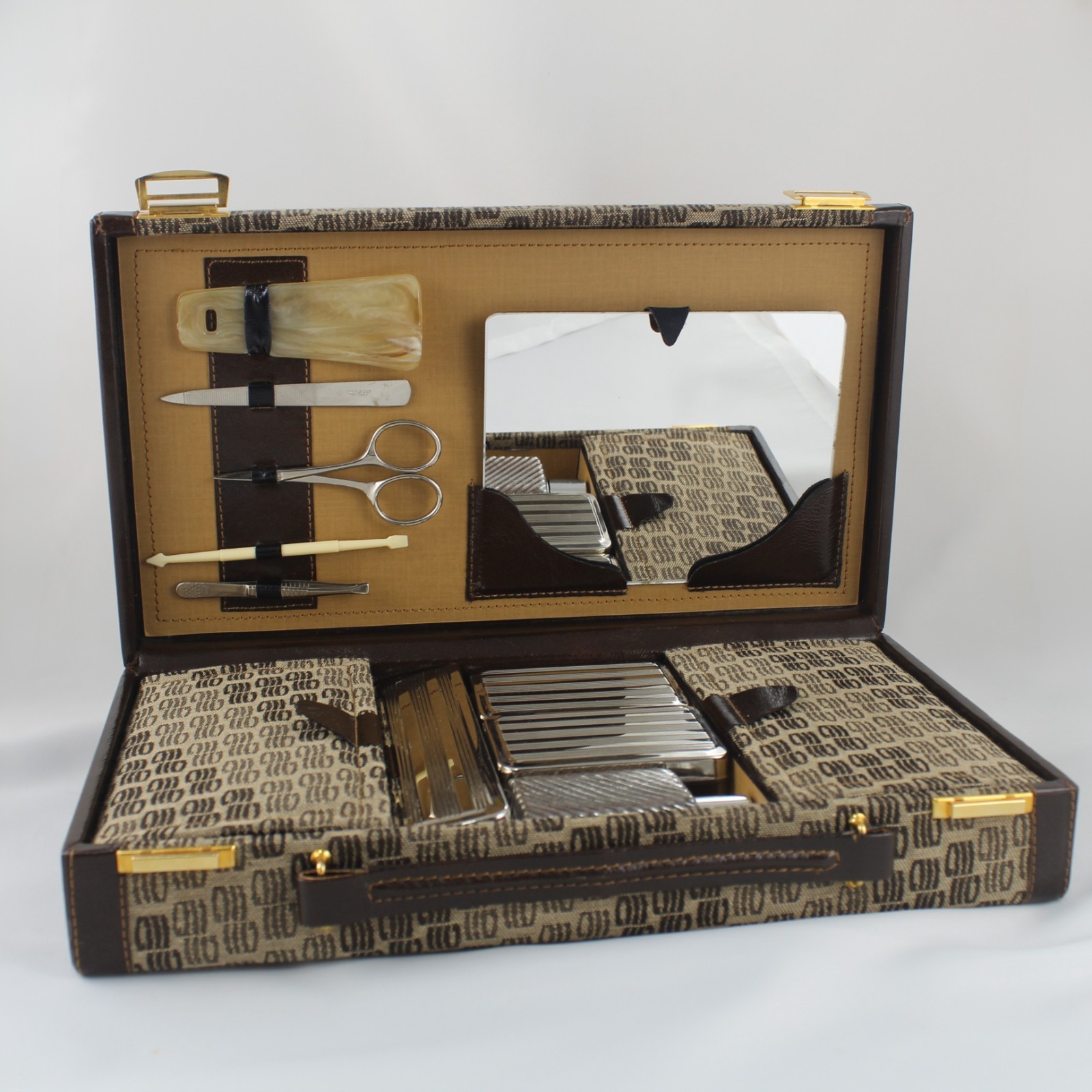Vintage 80s Stylish Mid-Century Briefcase Travel Suitcase