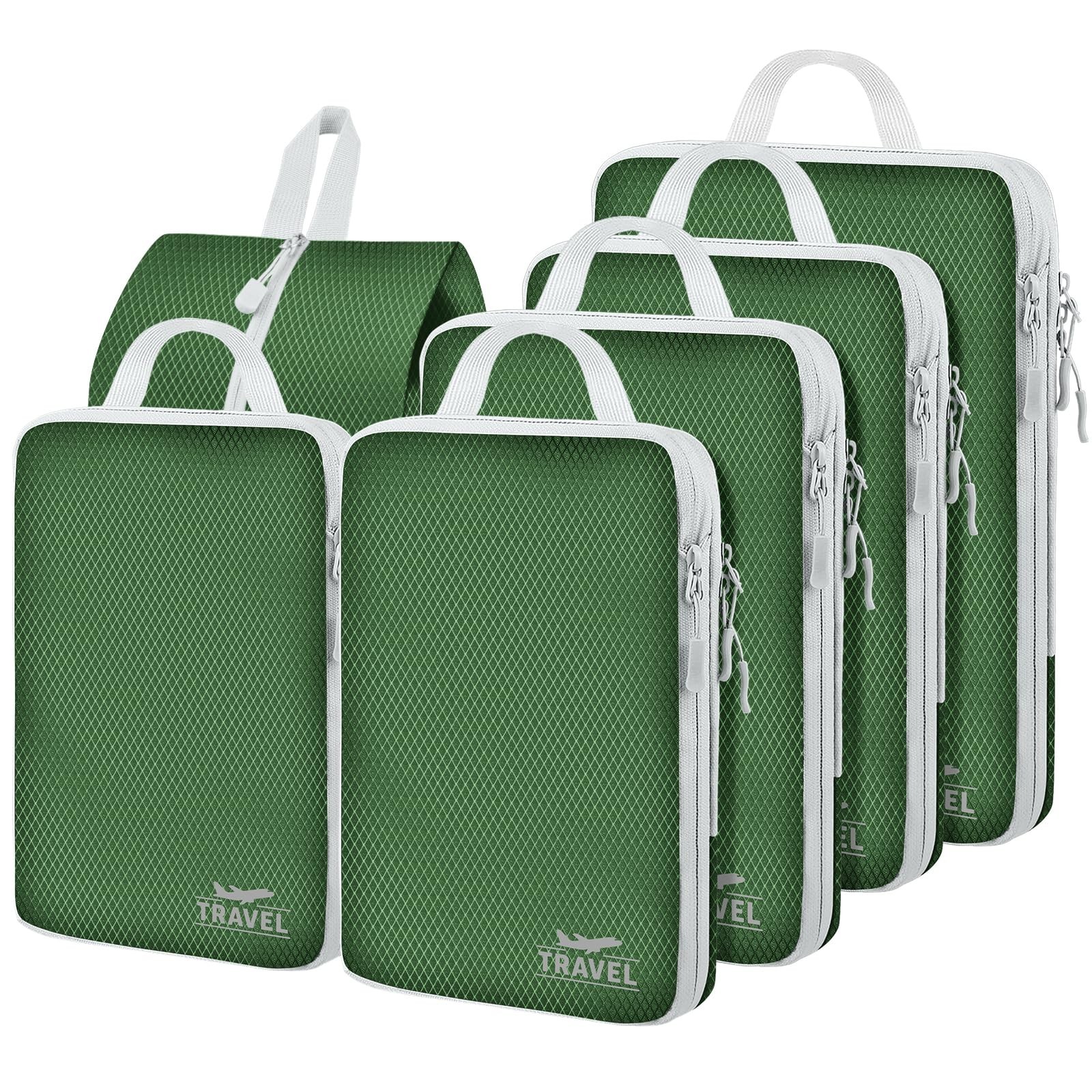 6 Set Compression Packing Cubes, Suitcase Organizer, Lightweight Travel Essen…
