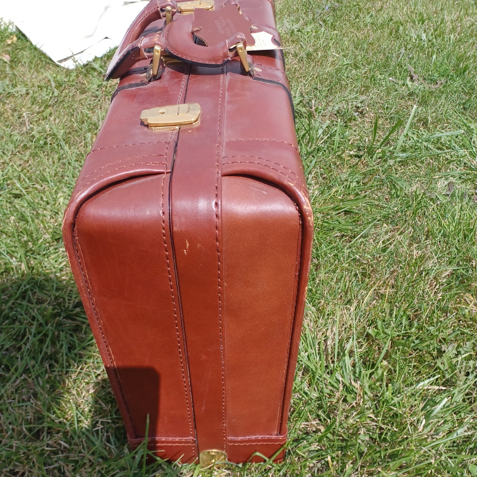 Vintage London Fog Leather Suitcase With Keys And Number Lock nwt