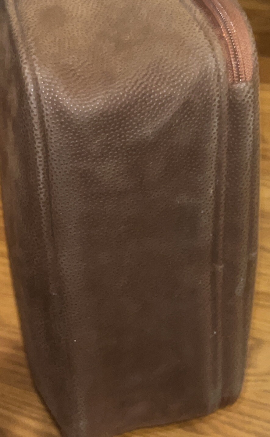 Lagerfeld Large Brown Toiletries Travel Case W/ Handle 2 Zip Compartments