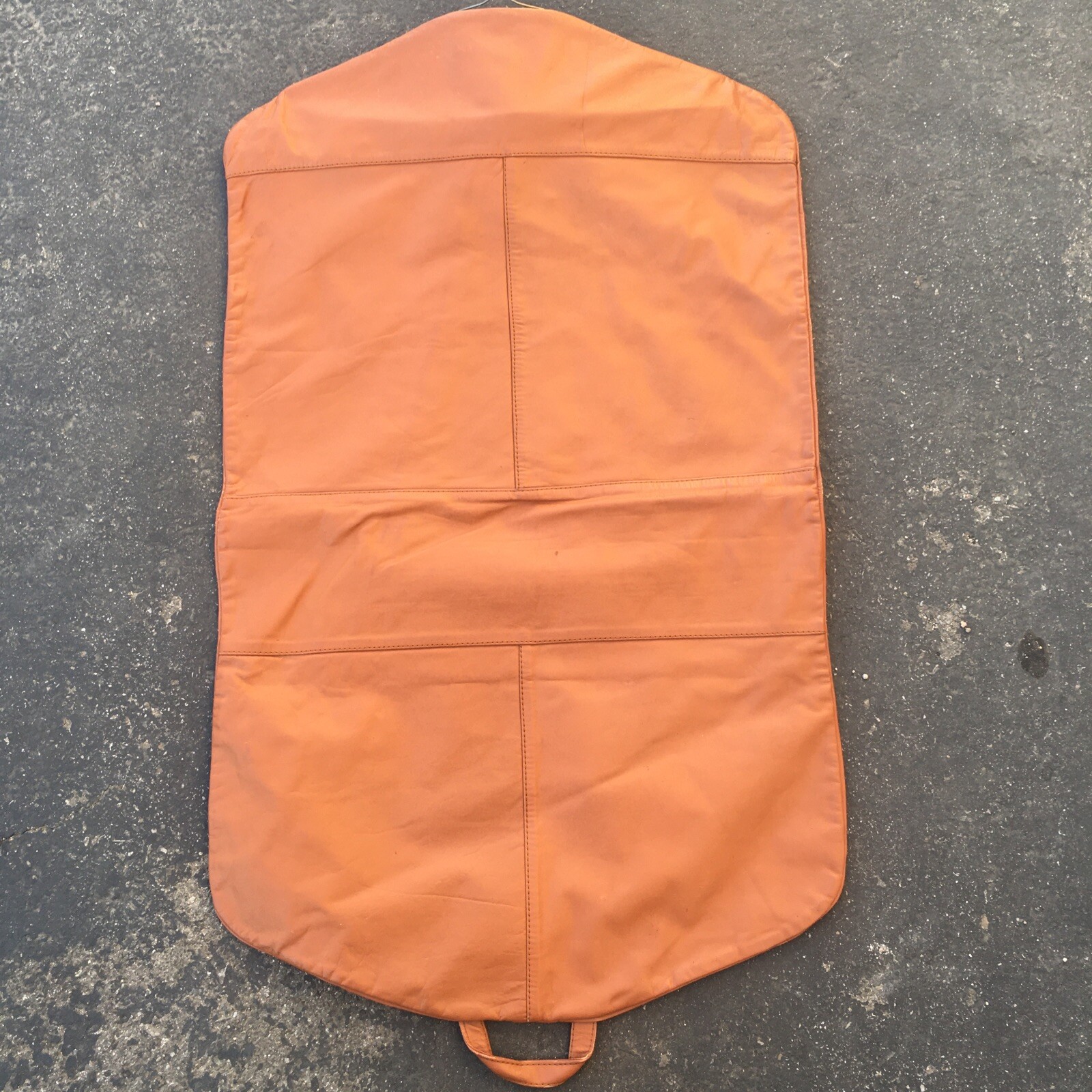 Condor Hanging Garment Bag Beige Brown Tan Leather Full Zip 36×21 Vintage