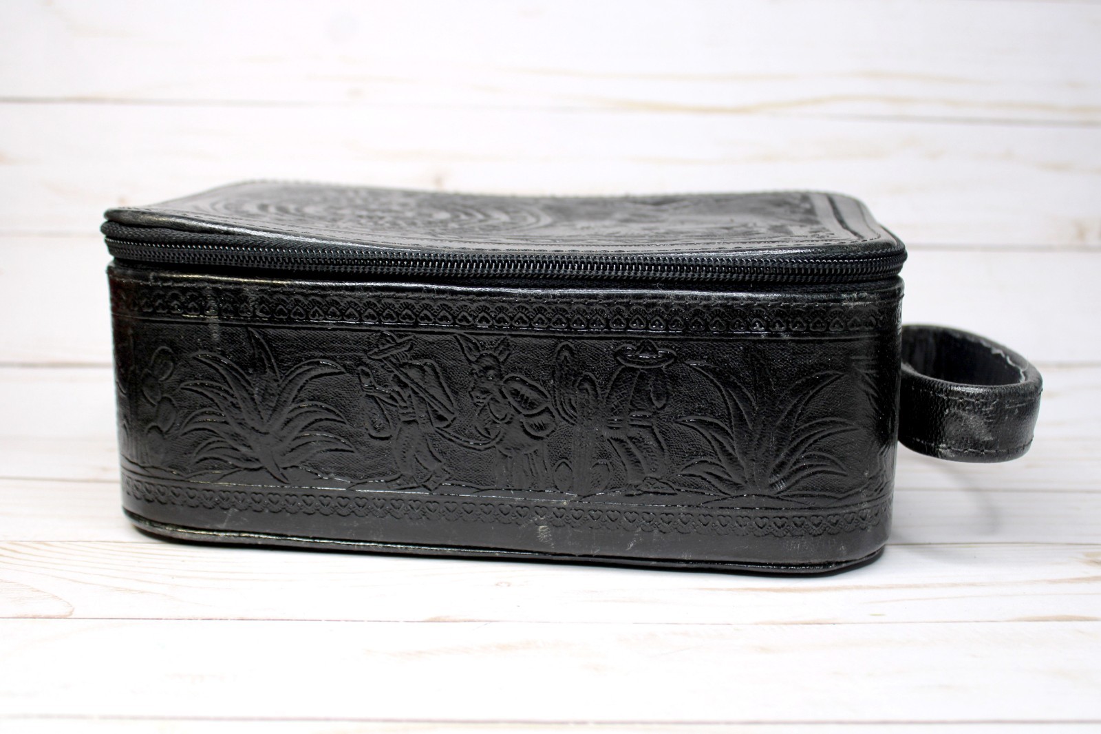 Vintage Pymsa/Dymsa Mexican Hand-Tooled Sheep Leather Travel Bag