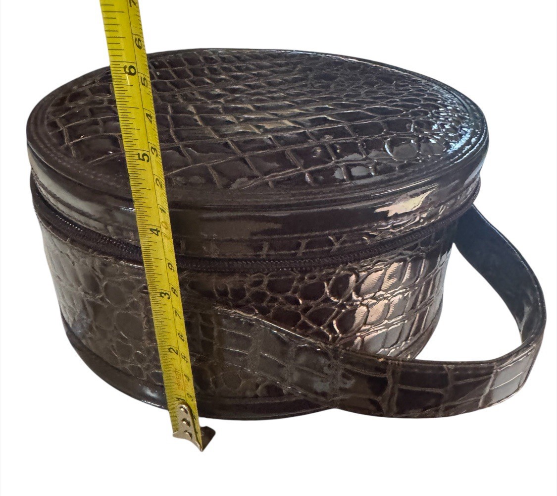 ROUND VINYL SMALL HAT BOX CARRY CASE MAKE UP CASE Y READ
