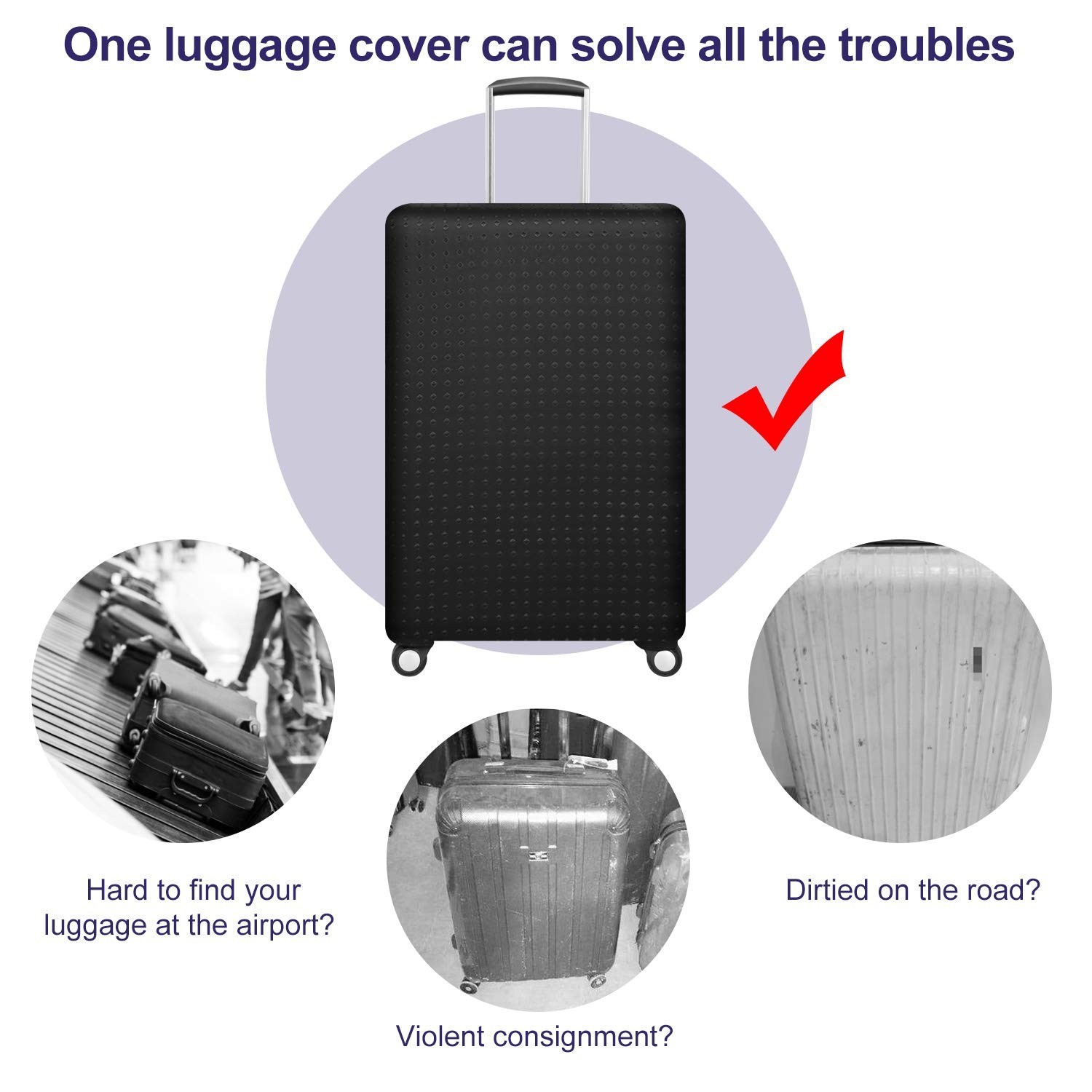 Travel Luggage Cover Protector, Washable Suitcase Protector Anti-scratch Span…