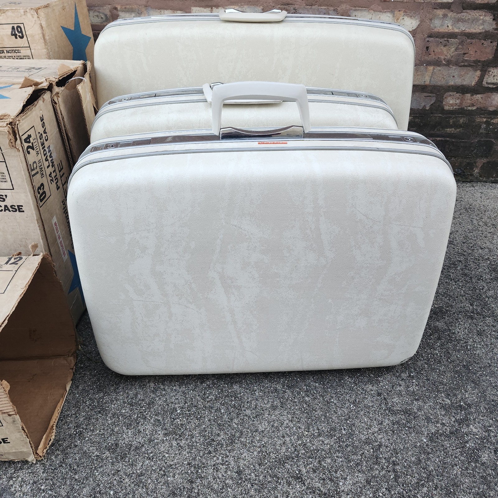 Samsonite Silhouette Luggage Set Dover White Boxes Suitcases Beauty Case Vintage