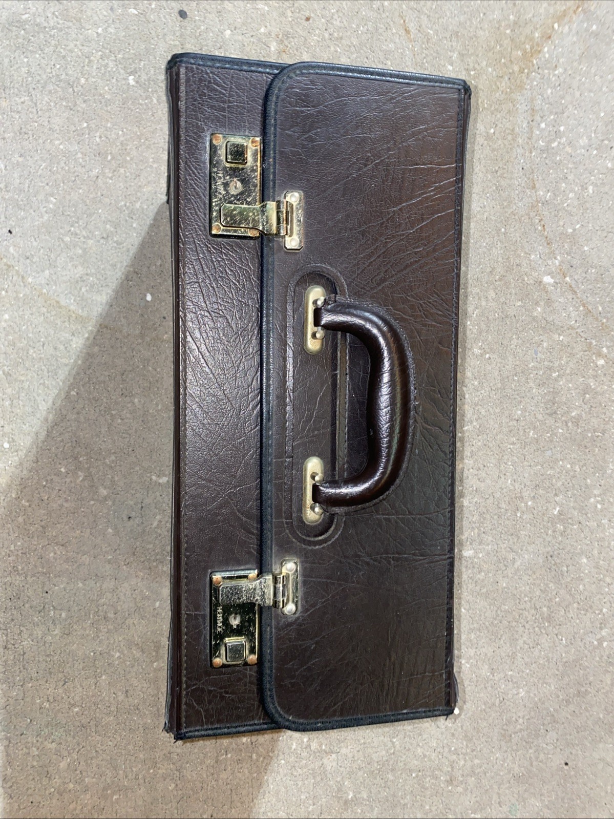 Vtg 1970s Heritage Brown Vinyl Wide Box Briefcase Lawyer Pilot Doctor Salesman