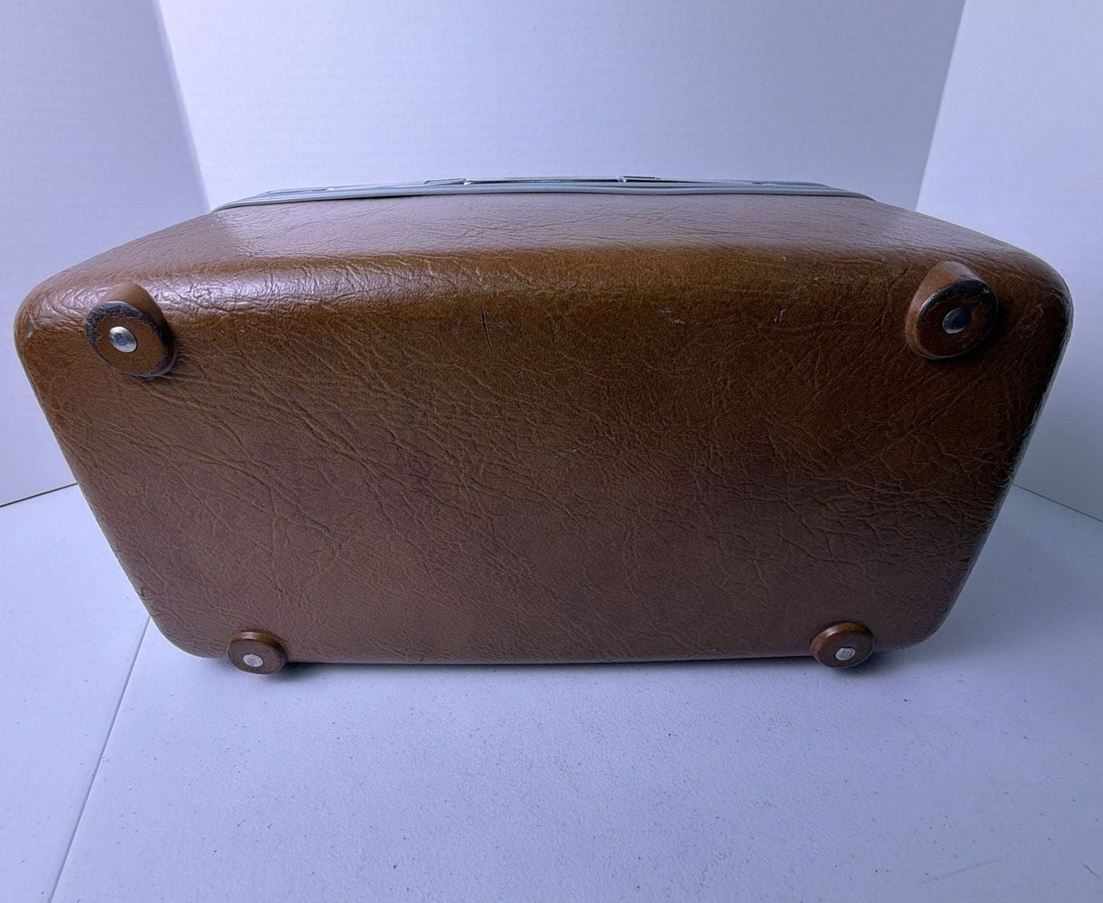 Vintage Samsonite Silhouette Brown Train Case Makeup Travel Luggage with Mirror