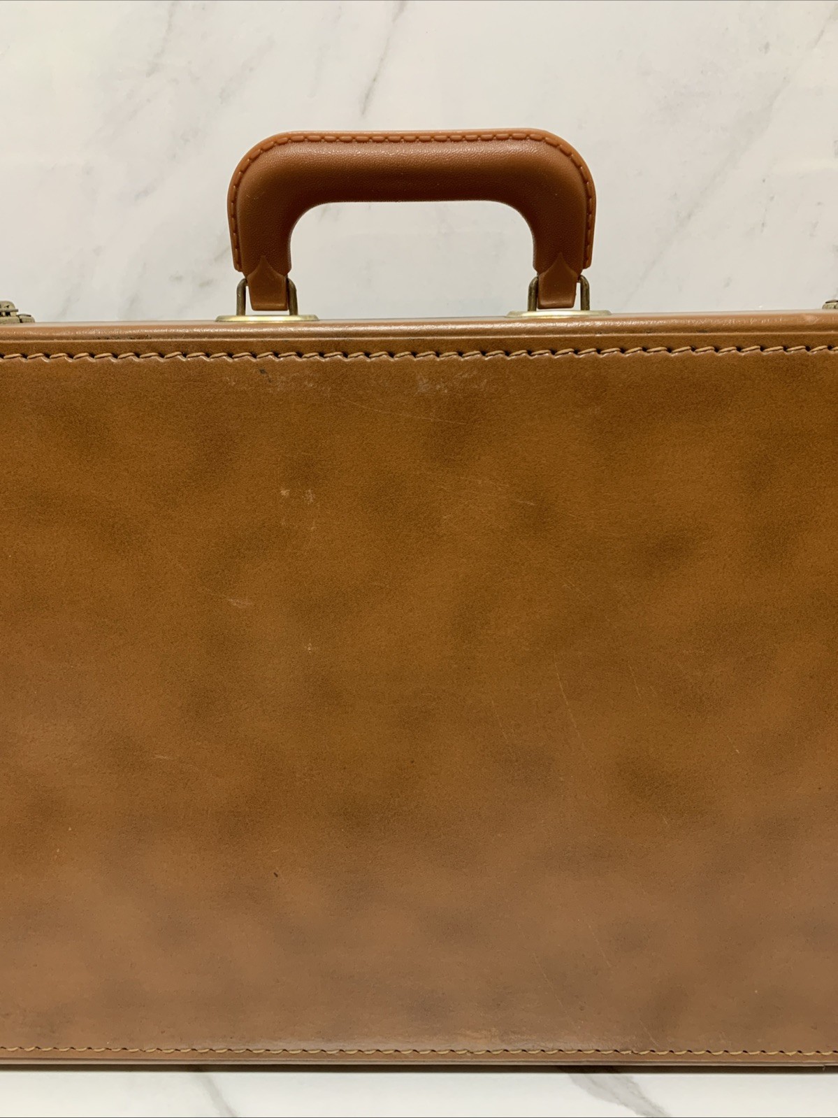 MS GINN & Co Light Brown Leather Briefcase US Government Issued