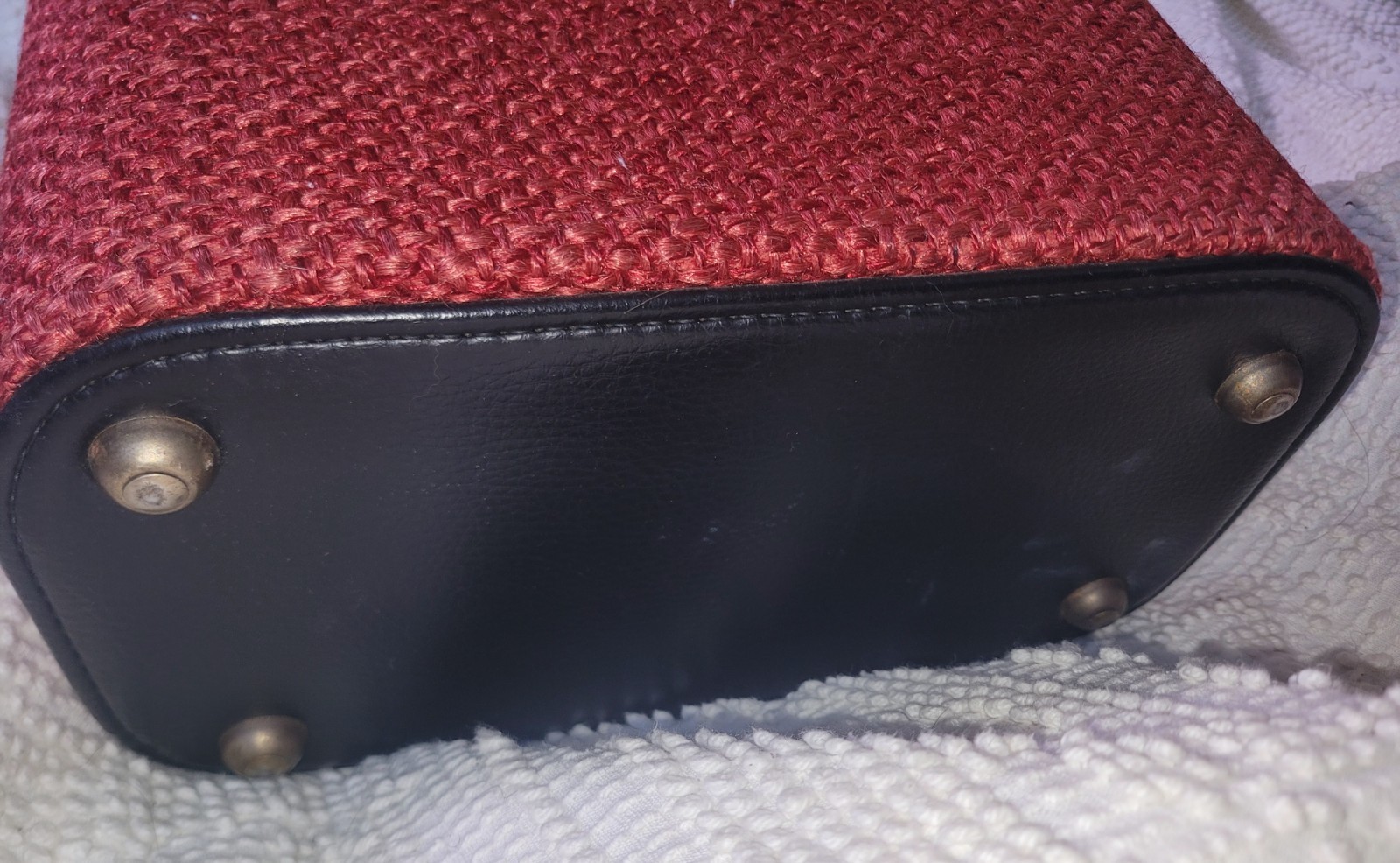 Vintage 60s Red Tweed Train Case Cosmetic Mirror READ Mod Top Handle