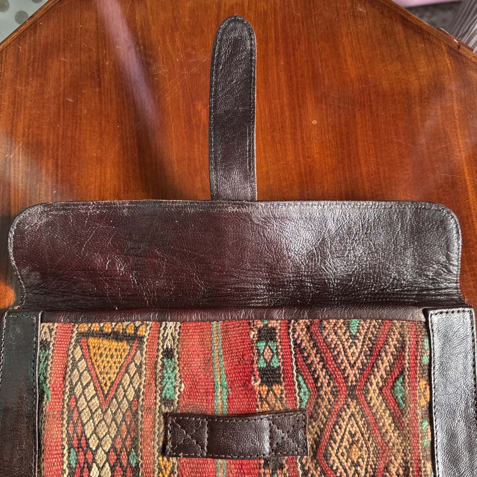 Vintage Kilim Leather Boho Hobo Carrying Satchel Travel Tablet/Accessory Case