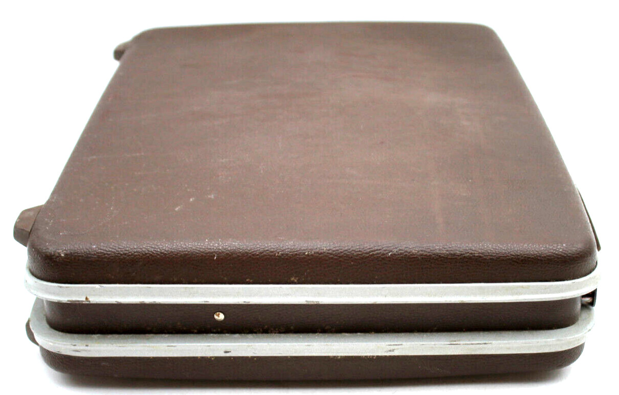 Classic Vintage Briefcase Hard Shell Case Brown Vinyl w/ Interior Folders Retro+