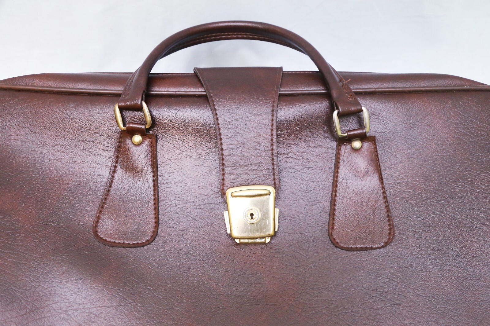 valigia cuoio pelle anni 70 grande vintage foderata viaggio marrone