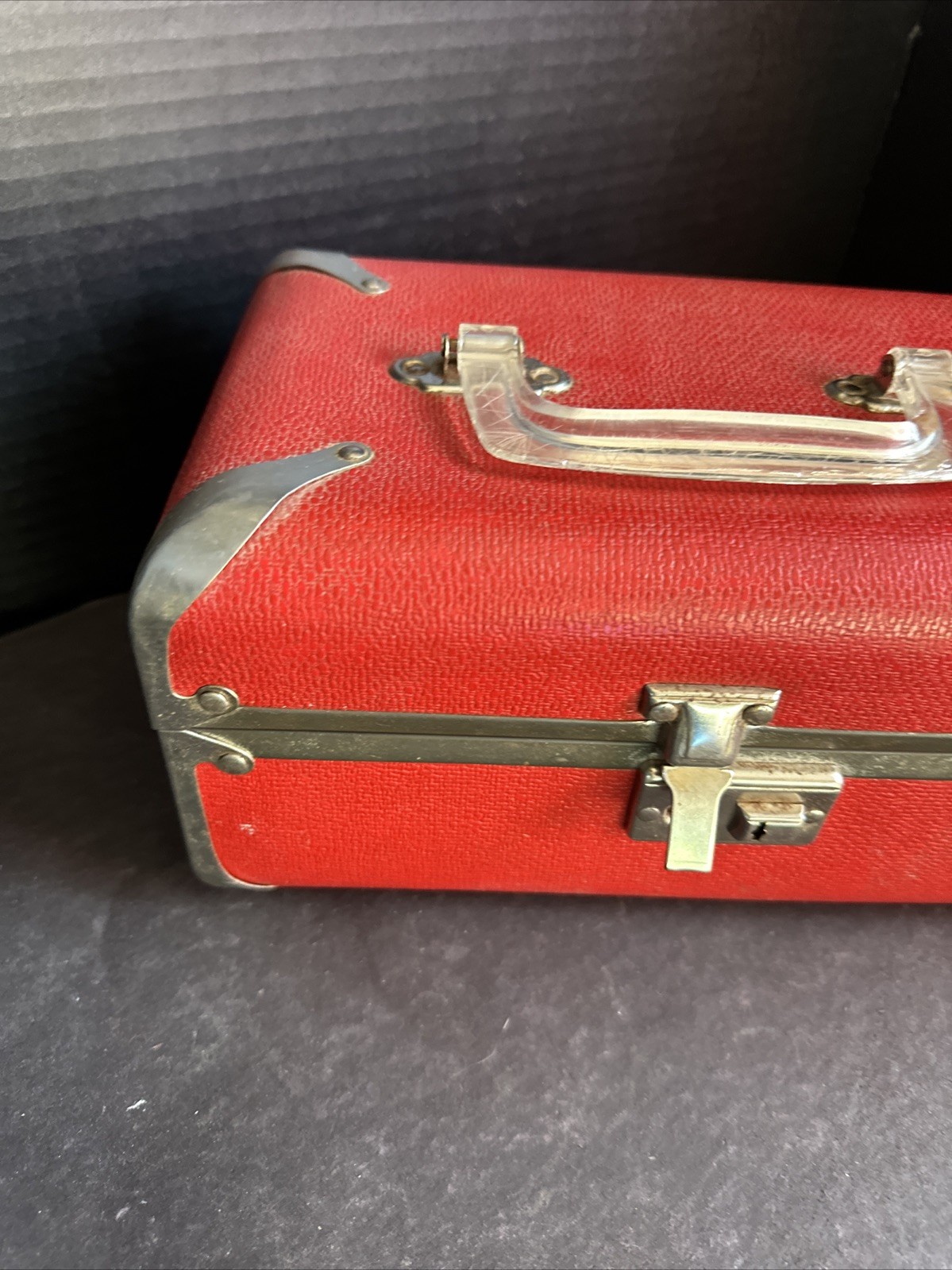 Vintage Red Travel Case Hard Shell Small Suitcase Retro Lock Box 6*5*10 Inch#F2