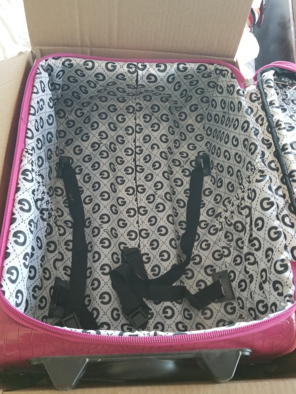 Vintage G by Guess Faux croc pink luggage carry on