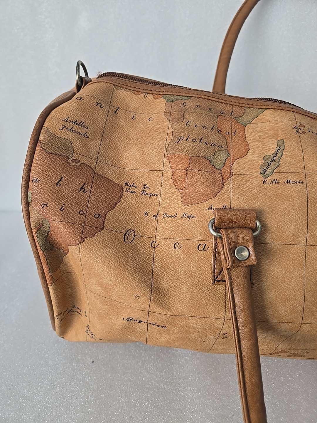 Vintage Magellan World Map Duffel Bag Weekender Carry-On 1990s